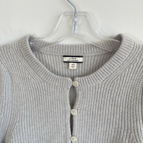 J. Crew Womens XS 100% Cashmere Puff Sleeves Cardigan Sweater Cozy Luxury Preppy - Picture 2 of 12